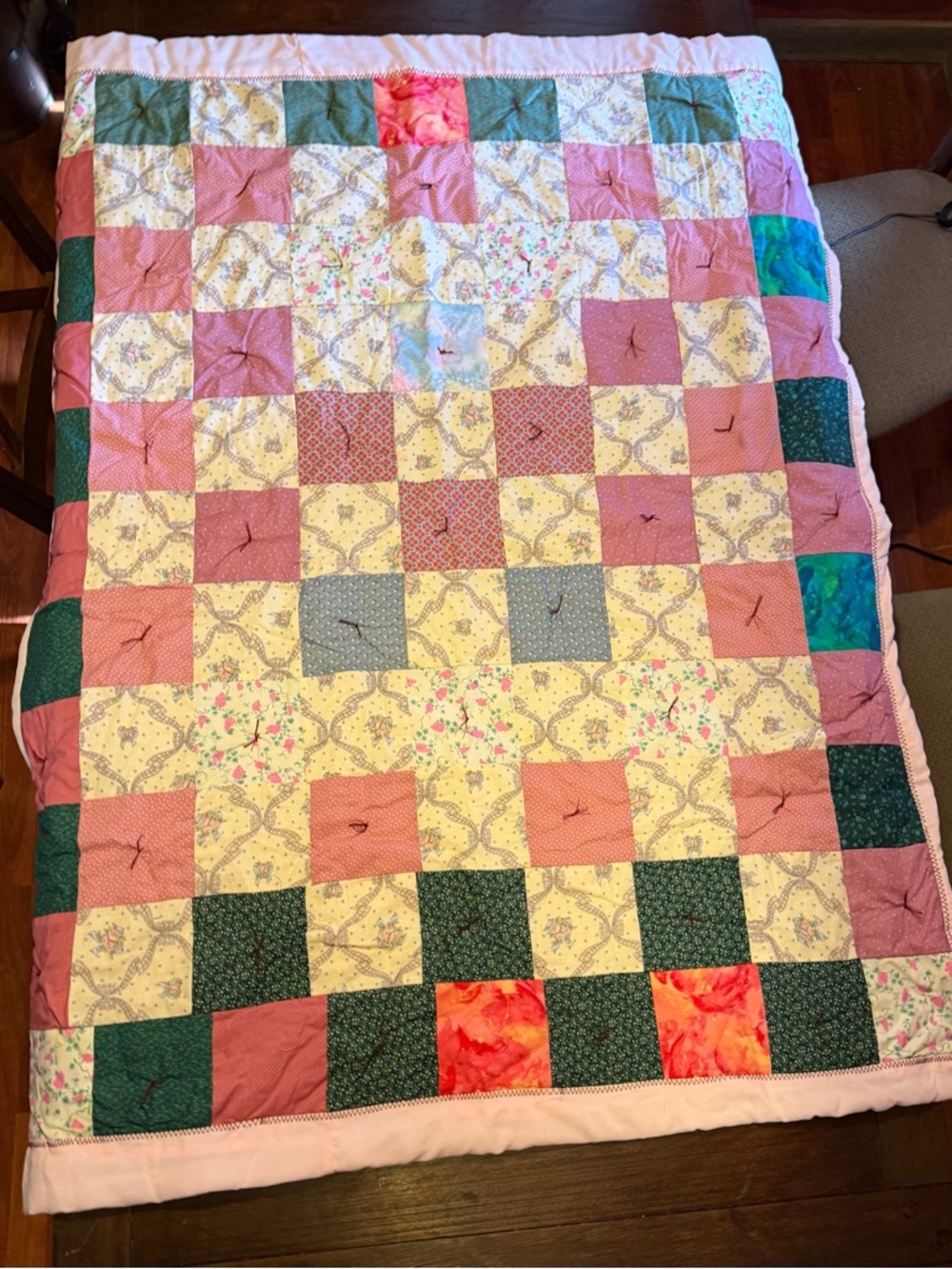 Vintage Quilt Hand Made Hand And Machine Stitched Patchwork Quilt 47x60
